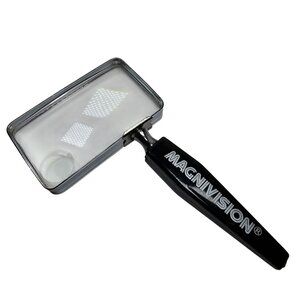 Vintage Magnivision 2x3" Rectangular Magnifier w/ Black Handle Metal Frame